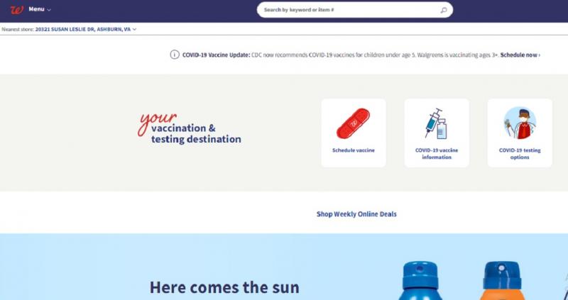 Giao diện website walgreens.com