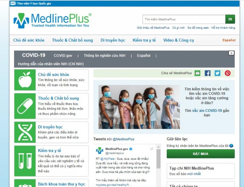 Giao diện trang chủ medlineplus.gov